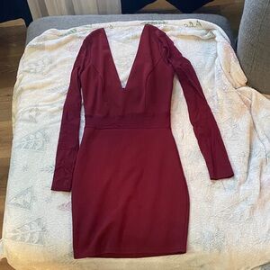 Windsor Deep Red Long Sleeve Dress